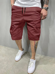 Men Drawstring Cargo Shorts with Flap Pockets