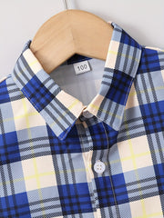 Boys Plaid Shirt Short Sleeves Preppy Style Summer Kids Clothes