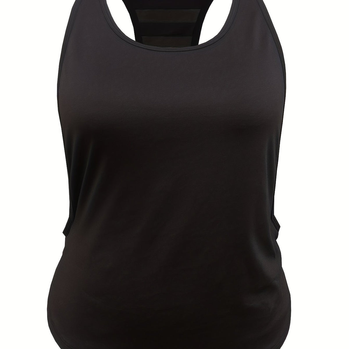  Mesh Contrast Tank Top Round Neck Stretchy