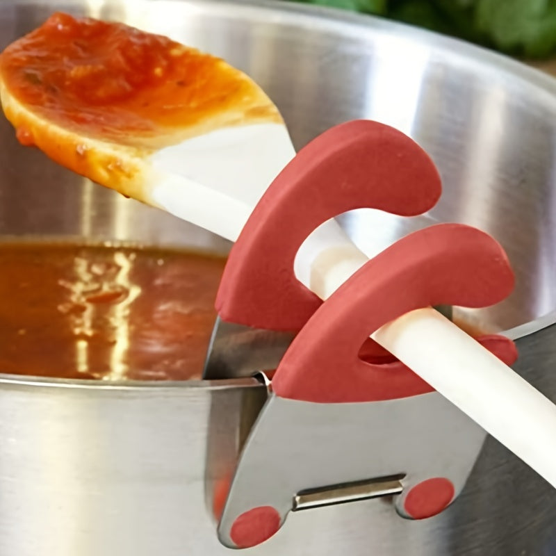 Stainless Steel Pot Spoon Holder with Silicone Grip