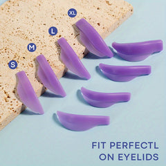 8Pcs Silicone Eyelash Perming Curler Lash Lift Rods Beauty Tool Purple & Green