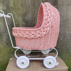 Hand Woven Rattan Toy Cart for Pets - All Seasons, Washable, Iron Frame