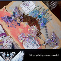 20pcs Angel Wings Theme Stickers Shimmery Glitter Self-adhesive PET Plastic