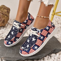 Women's Star & Striped Canvas Shoes Lace Up Outdoor Casual Shoes