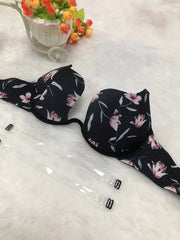 Floral Print Scoop Push Up Bra