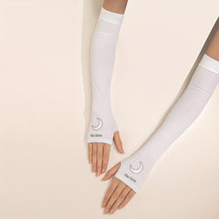 Moon Print Long Gloves Elastic Fingerless Sunscreen Gloves Women