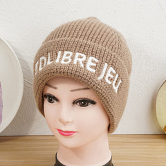 Casual Letter Embroidery Knitted Hat Autumn Winter