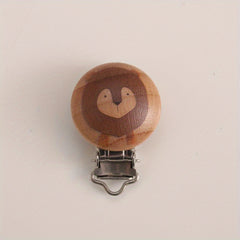 Animal Printed Wooden Pacifier Clip for Babies