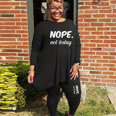  Slogan Print Tunic Top & Leggings Outfit Set