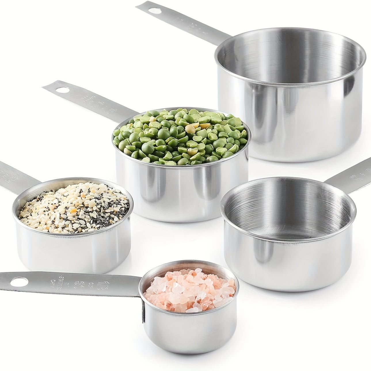 5pcs Stackable Stainless Steel Measuring Cups Kitchen Gadgets