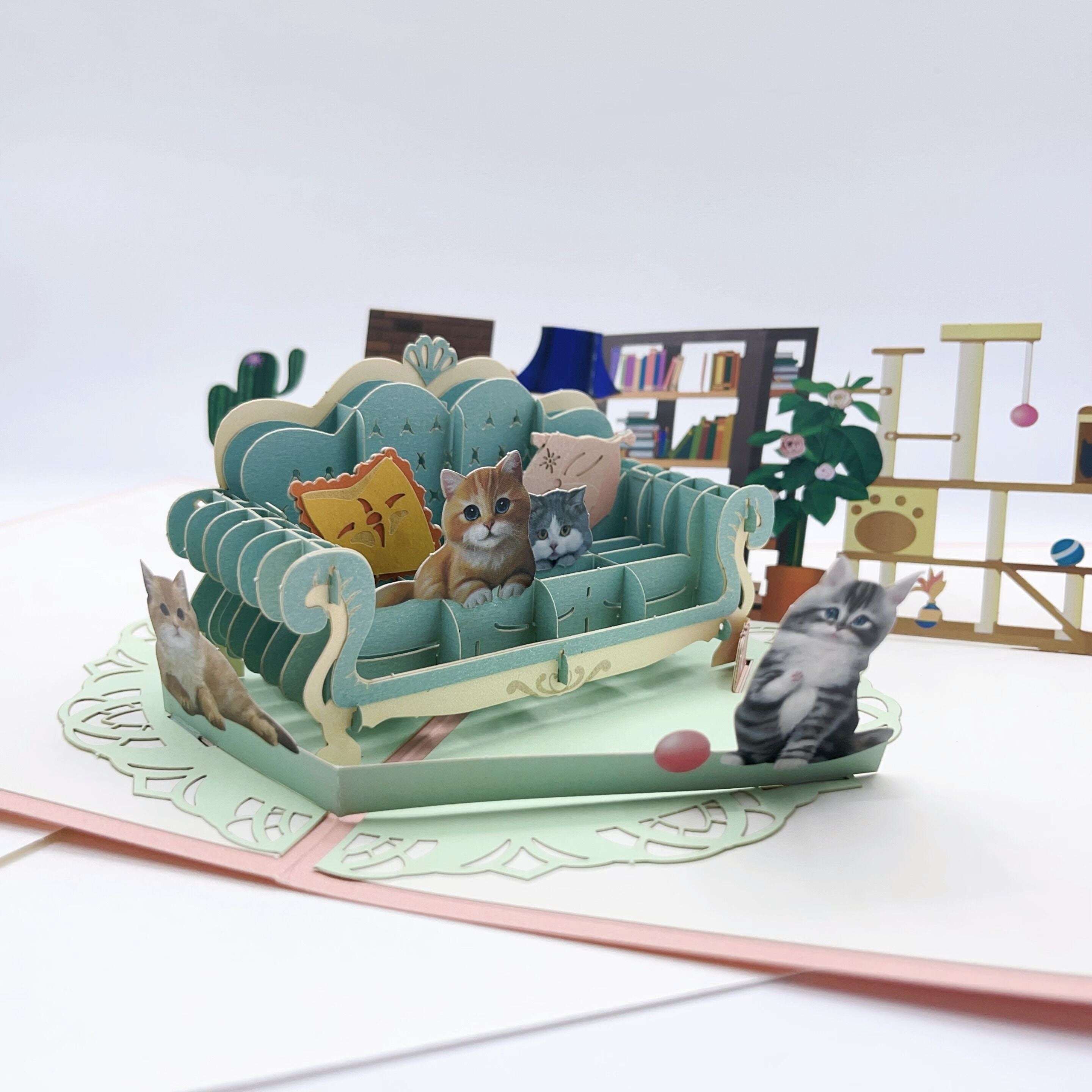 1pc Cat Pop Up Birthday Card 3D Greeting Card for Cat Lovers