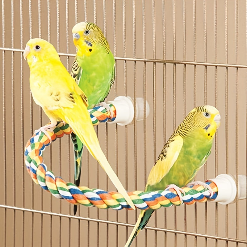 Interactive Parrot Rope Perch Toy for Cage - Long Tailed Bird Supplies