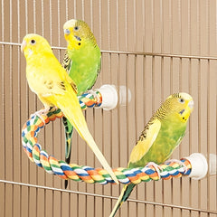 Interactive Parrot Rope Perch Toy for Cage - Long Tailed Bird Supplies