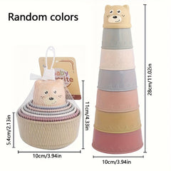 7pcs Bread Stacking Cups Multiple Colors Creative Early Education Toy