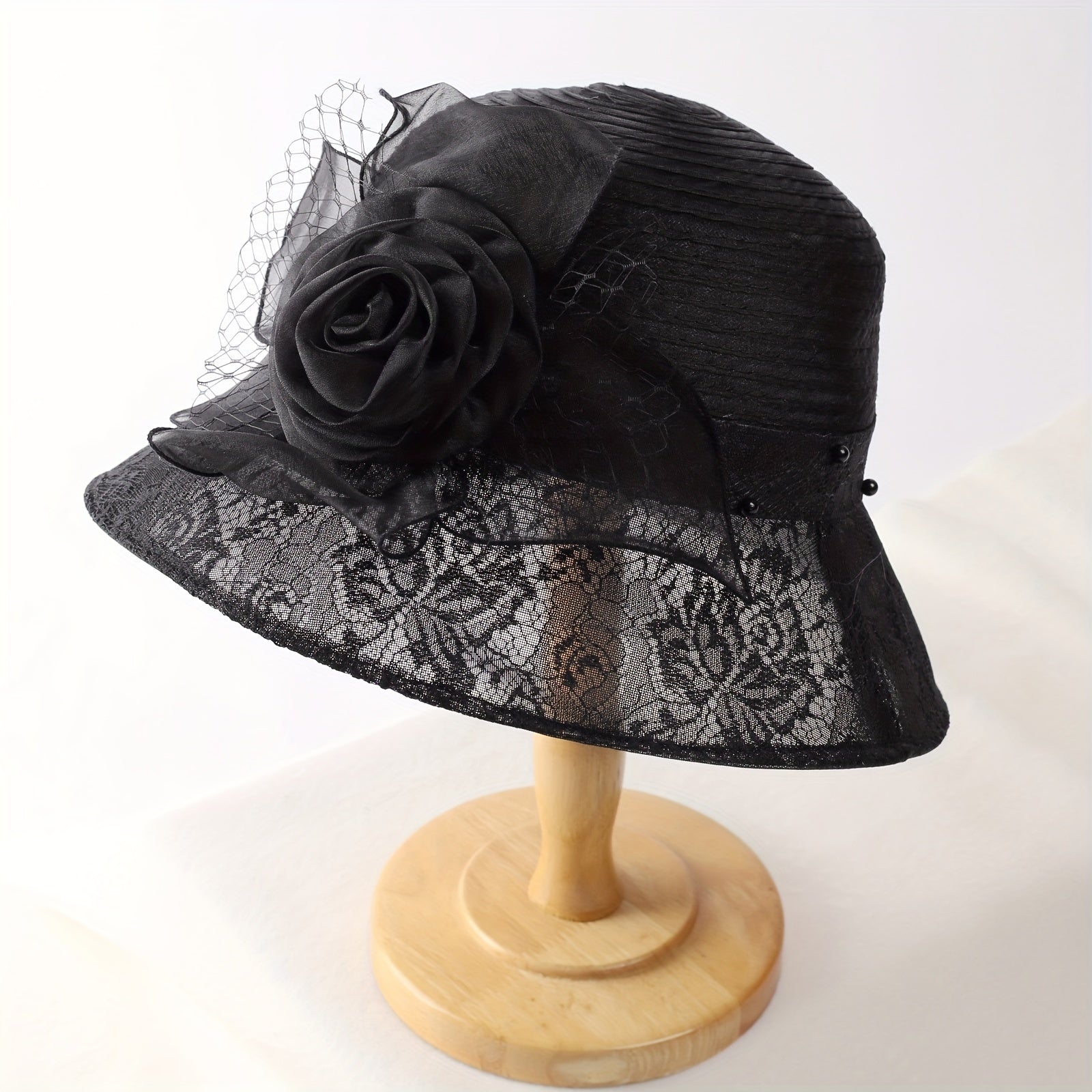 Mesh Breathable Bucket Hat Sunshade Flower Decor Hats For Women