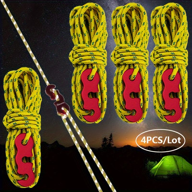 4pcs Reflective Camping Tent Guyline Rope with Tensioner