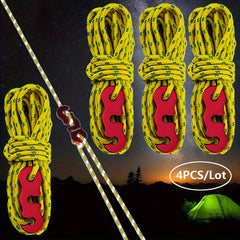 4pcs Reflective Camping Tent Guyline Rope with Tensioner