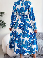 Plus Size Boho Dress Tropical Print Maxi Shirt Dress
