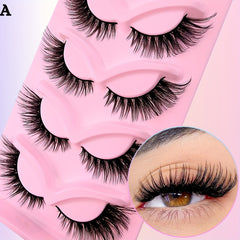 5 Pairs Cat Eye Lashes Natural Imitated Faux Mink False Eyelashes