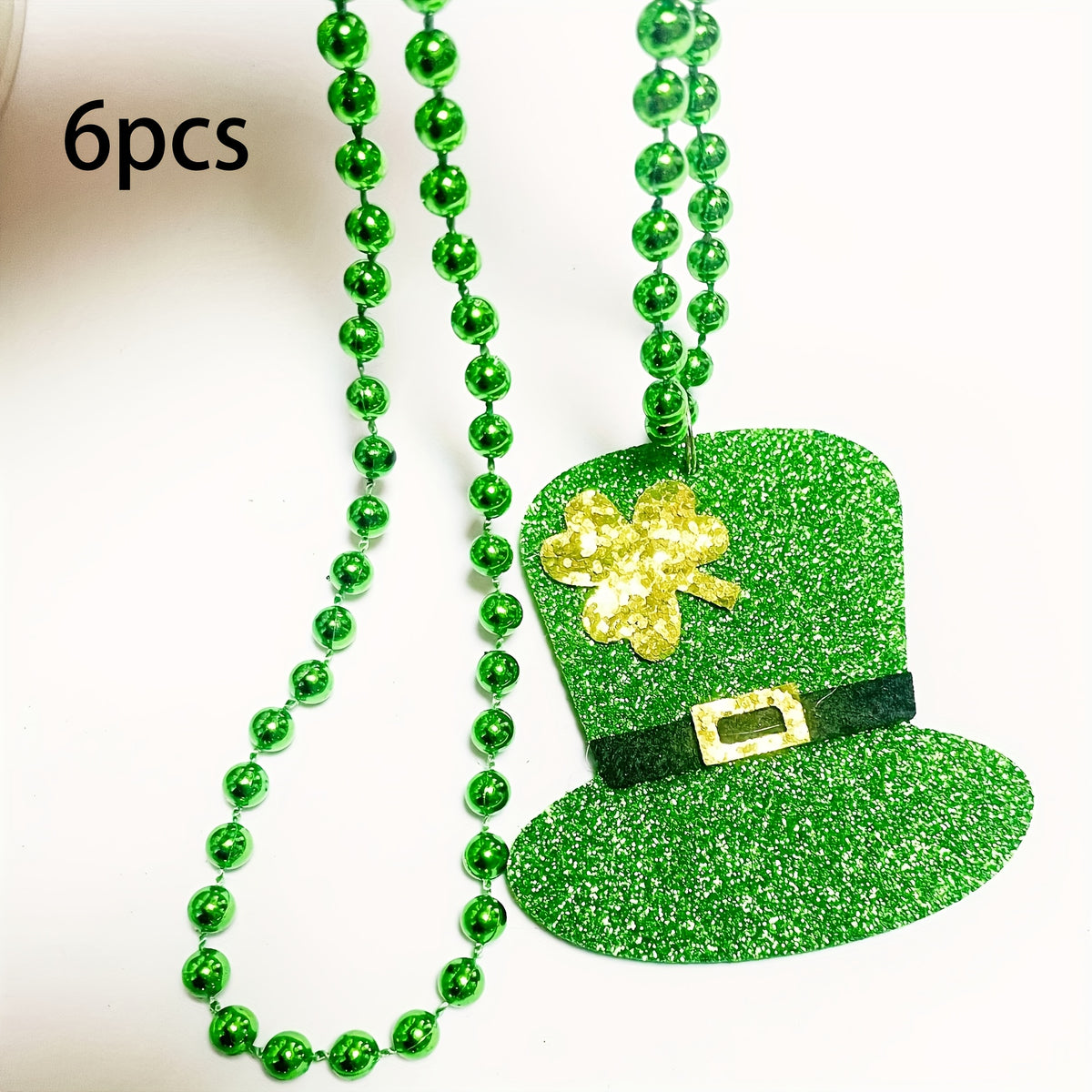 St Patrick's Green Clover Bead Necklace, Party Holiday Decorations