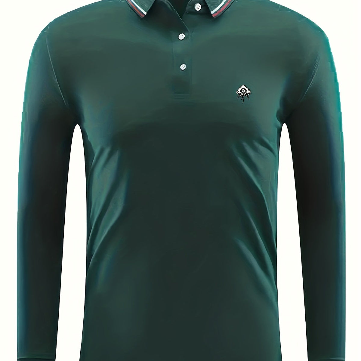 Men's Lightweight Printed Long Sleeve Polo Shirt for Spring Fall