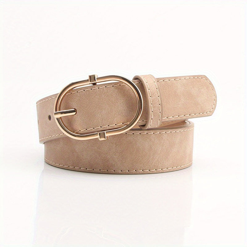 Vintage PU Leather Belt w/ Oval Pin Buckle