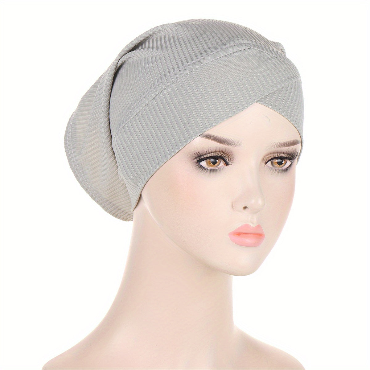 Striped Turban Cap Inner Hijab Hat Elastic Underscarf Beanie Head Wraps