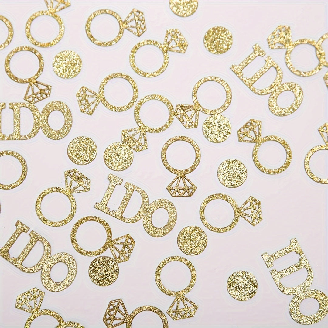 100pcs Mixed Golden Wedding Table Confetti Sparkly Paper Diamond Ring Confetti