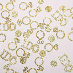 100pcs Mixed Golden Wedding Table Confetti Sparkly Paper Diamond Ring Confetti