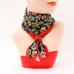 Thin Chiffon Scarf Women's Neckerchief Small Flowers Print Neck Scarves Hair Tie