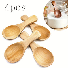 10pcs Mini Wooden Spoon Set for Desserts and Seasoning Short Handle Easy Grip