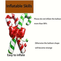 3pcs Christmas Bow Cane Balloons Decoration for Christmas Theme Party