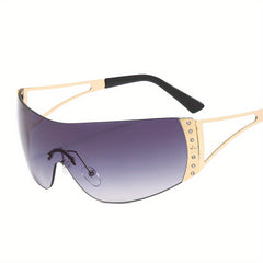 Y2K Rhinestone Wrap Sunglasses Gradient Lens UV400