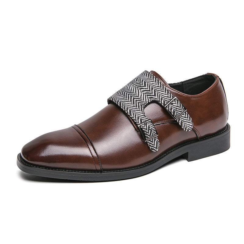 Men's Cap Toe Double Monk Strap Slip On Loafers