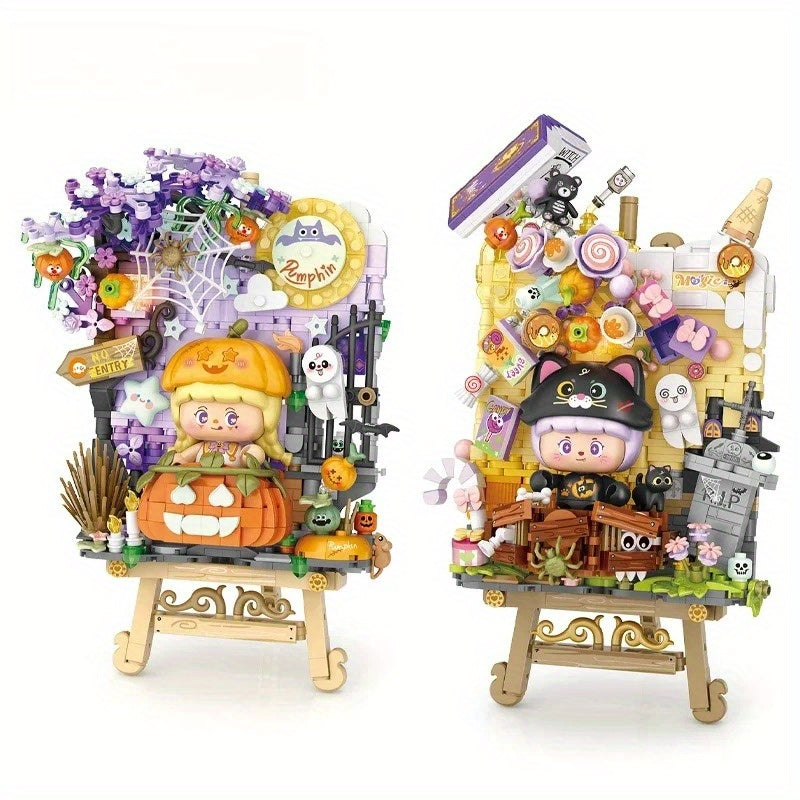 1386pcs Mini Pumpkin Building Blocks Jigsaw Puzzle Toy Halloween Gift Set