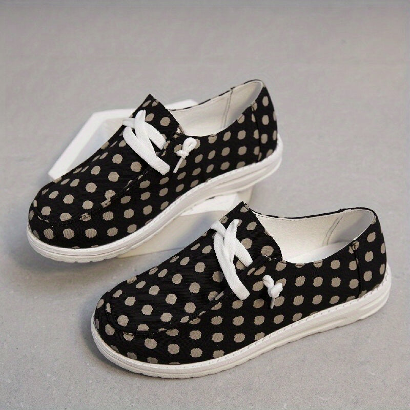 Women's Polka Dot Pattern Canvas Shoes Casual Lace Up Outdoor Shoes