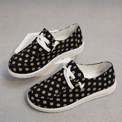 Women's Polka Dot Pattern Canvas Shoes Casual Lace Up Outdoor Shoes