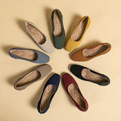 Women's Knitted Block Low Heels Square Toe Slip On Shoes