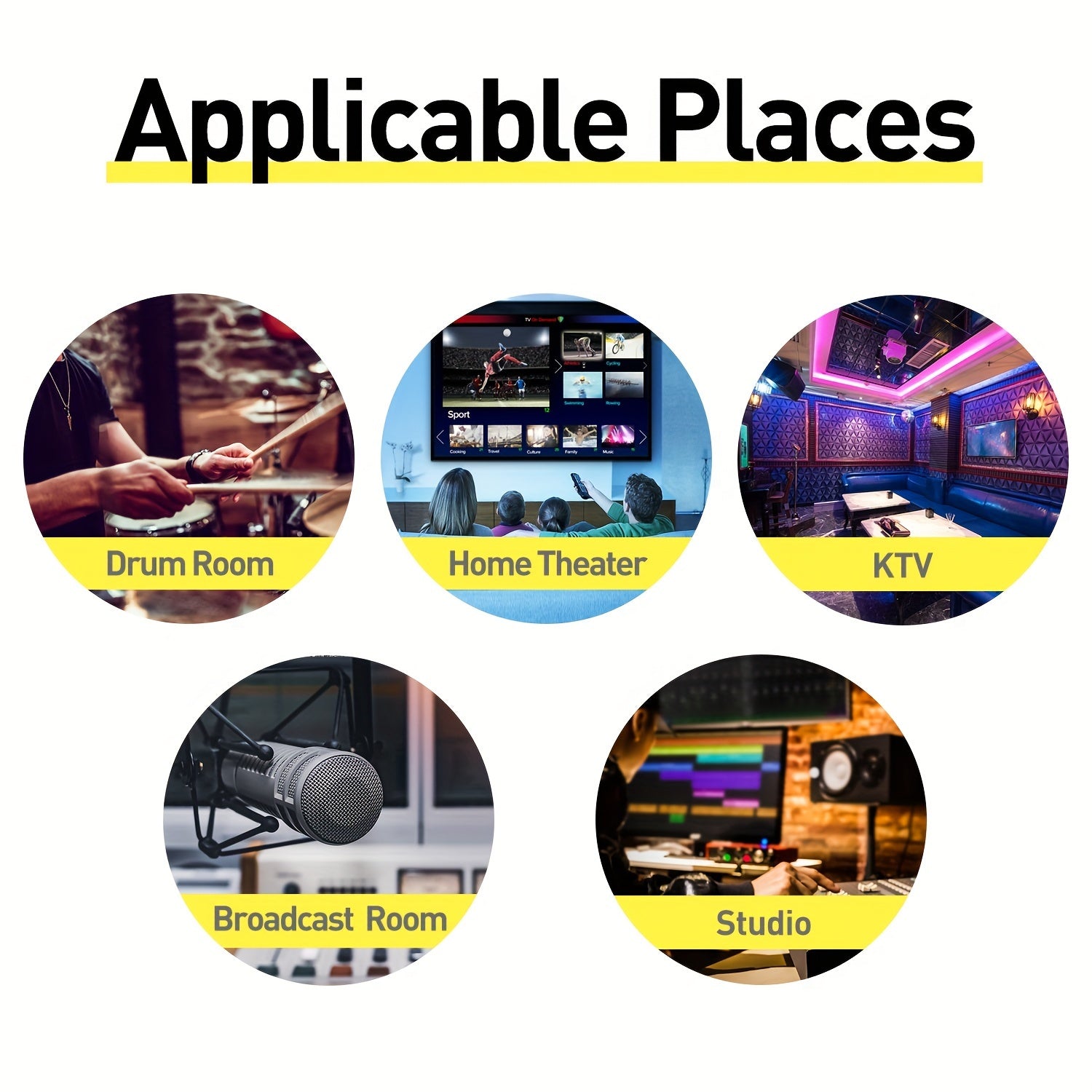 24pcs Yellow Pyramid Sound Absorbing Cotton for Recording Room