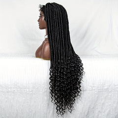 African Braided Spring Twist Lace Wig 86 cm
