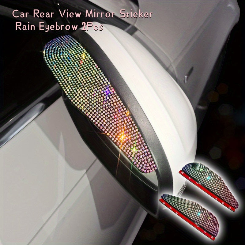 2Pcs Car Rear View Mirror Sticker Rain Eyebrow Visor