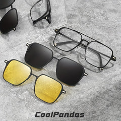 3-in-1 Magnet Clip Sunglasses for Men Women Polarized UV400