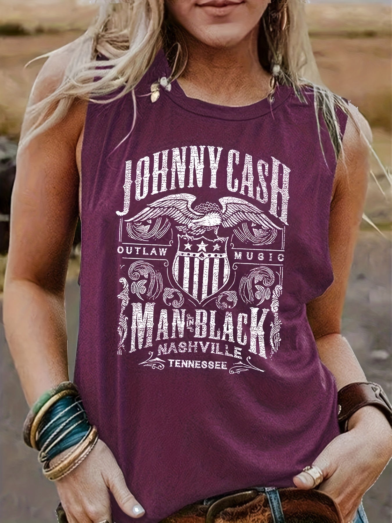 Letter Print Crew Neck Tank Top Casual Sleeveless Top For Summer