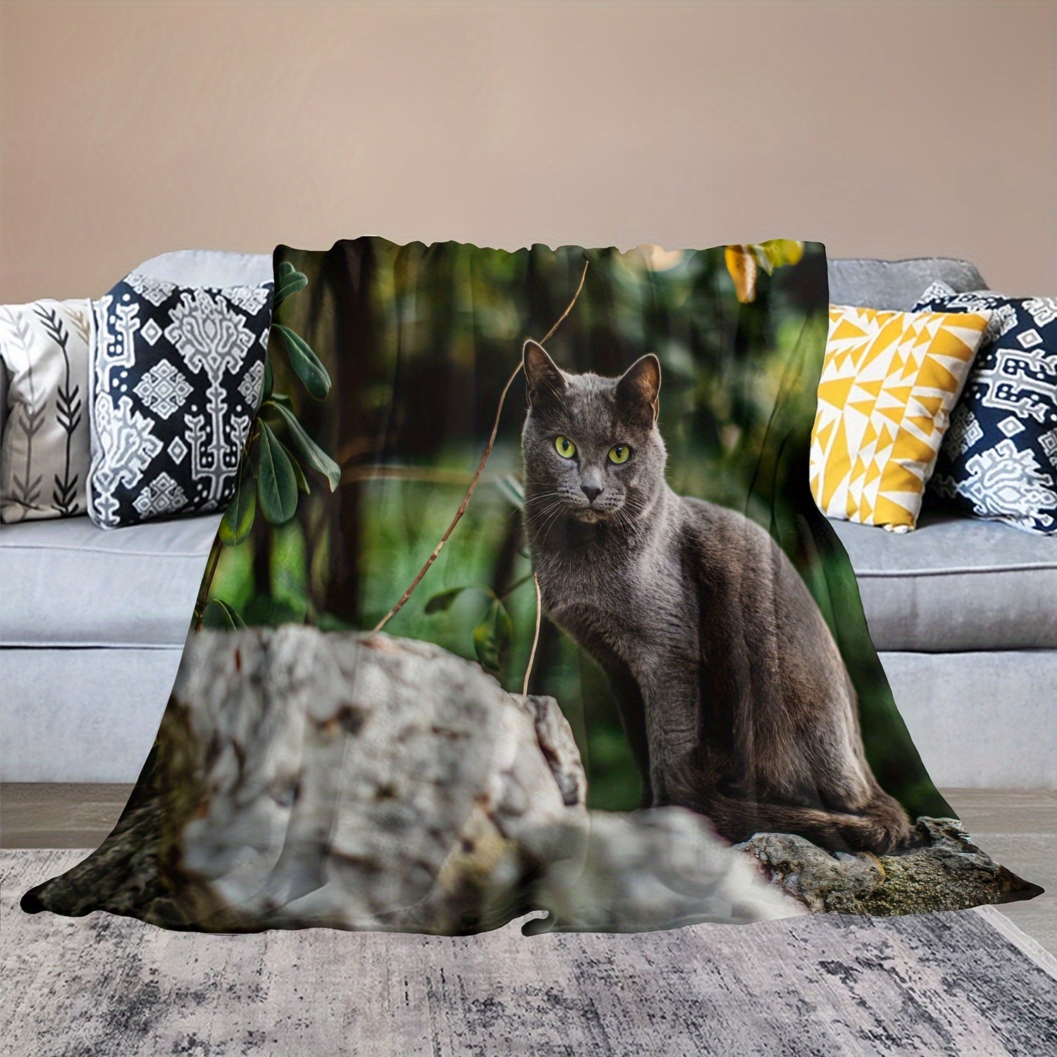 Cat Blanket Soft Comfortable Warm Lightweight Blanket for Home Bed