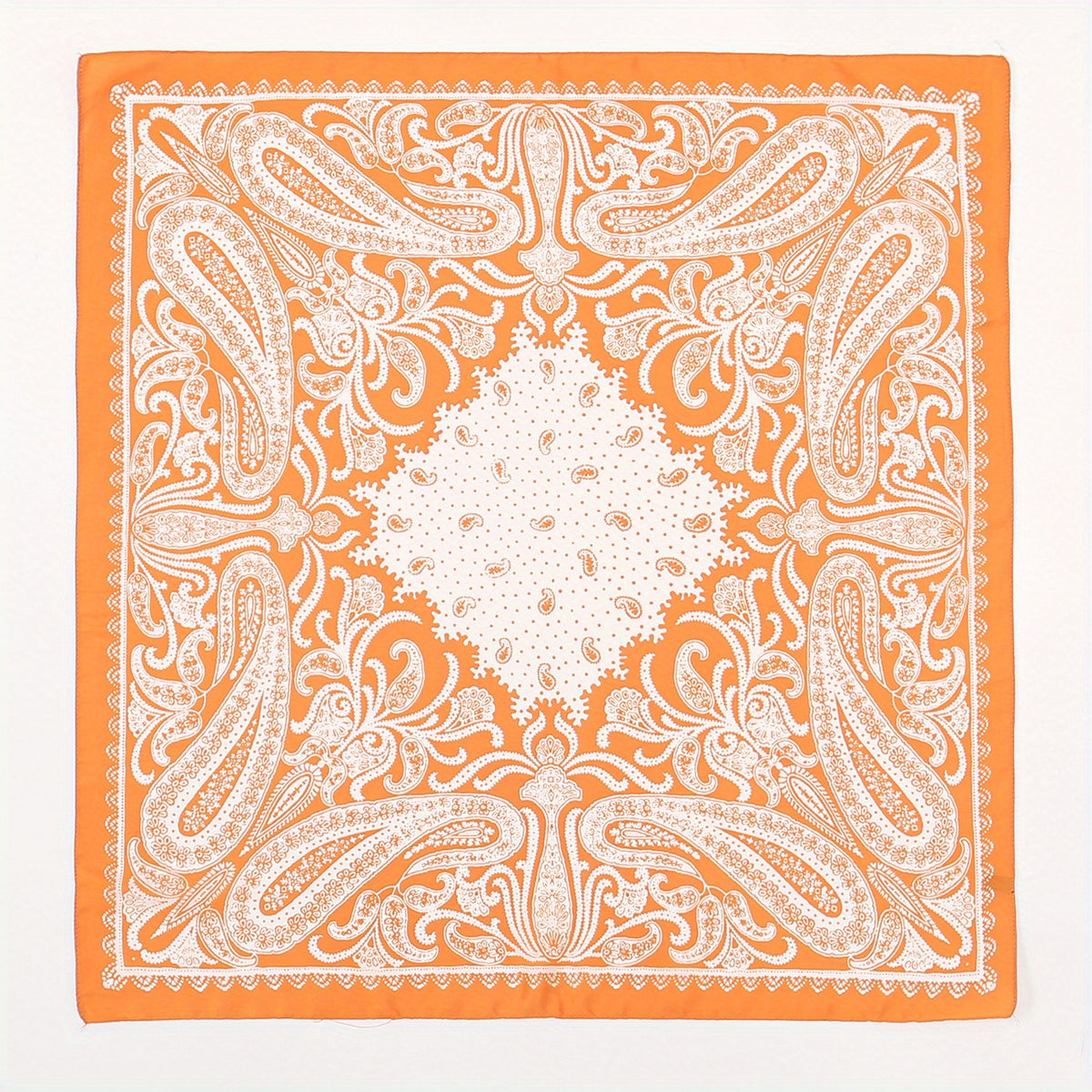 Orange Paisley Print Bandana Square Scarf Neckerchief Head Wrap Hair Accessory
