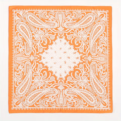 Orange Paisley Print Bandana Square Scarf Neckerchief Head Wrap Hair Accessory