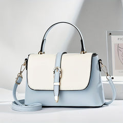 Contrast Crossbody Bag PU Leather Handbag Women's Top Handle Purses