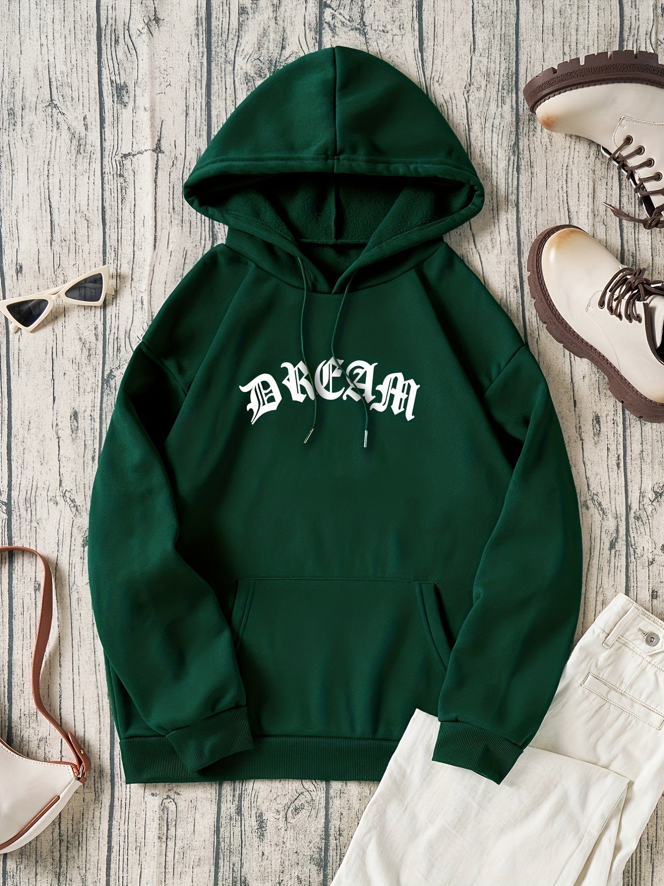 Hooded Sweater with Kangaroo Pocket Loose Fit