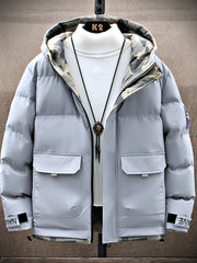 Men's Casual Fleece Hooded Jacket Camo Lining Winter Outwear