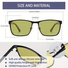 OUWEN Night Vision Glasses For Driving Anti Glare Yellow Lenses Men